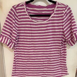 Talbots Pink and White Striped Short Sleeve Top